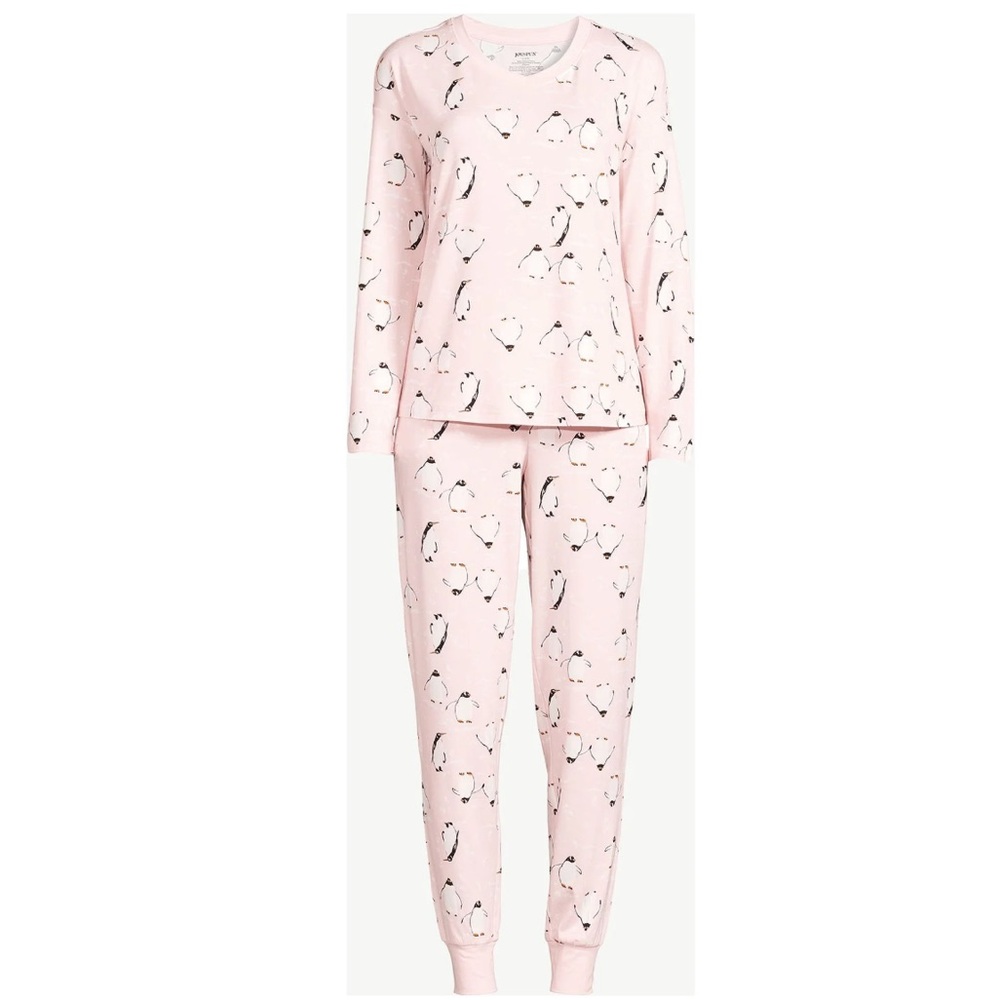 Women's Long Sleeve Sleep Top and Jogger PJ Set, 2-Piece, color: coral whisper